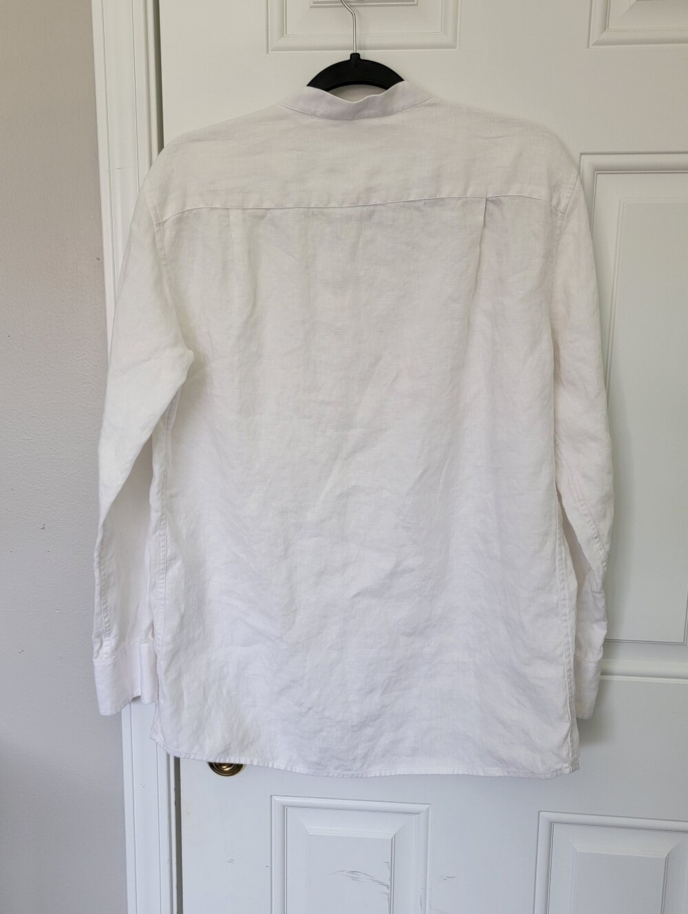 Yaly Couture Men's 100% Linen Collarless Button Down Shirt XL See Measurements - Picture 4 of 8
